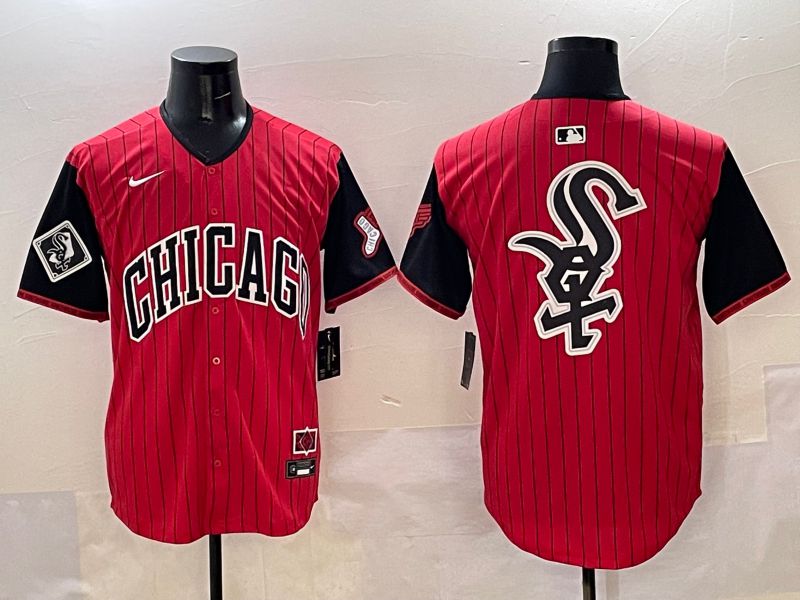 Men Chicago White Sox Blank Red Stripe Joint Name 2025 Nike MLB Jersey style 14->chicago white sox->MLB Jersey